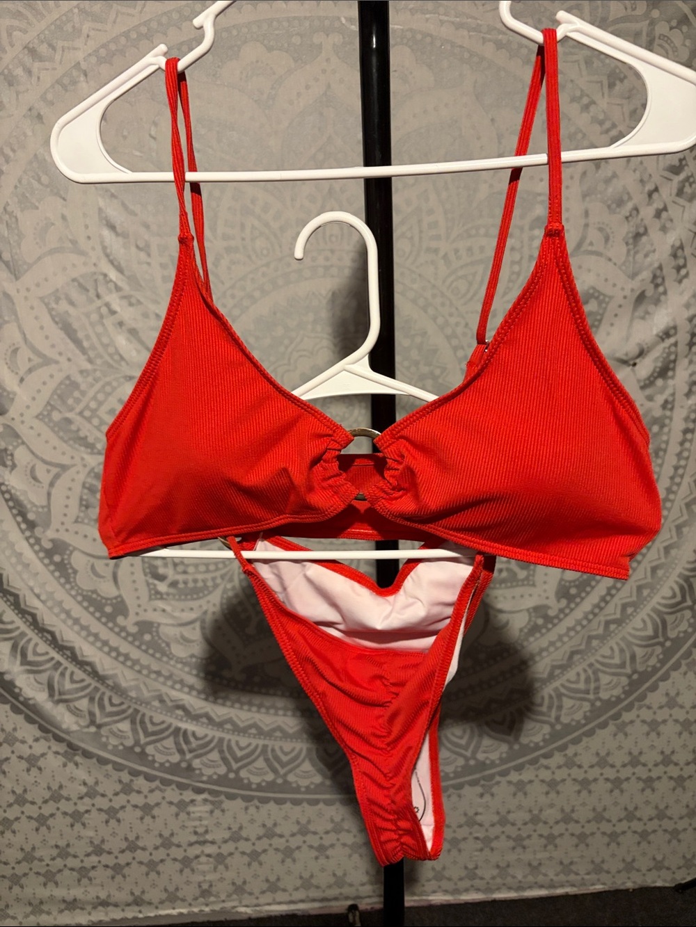 Source Unknown Red Ribbed Bikini Set 2xl